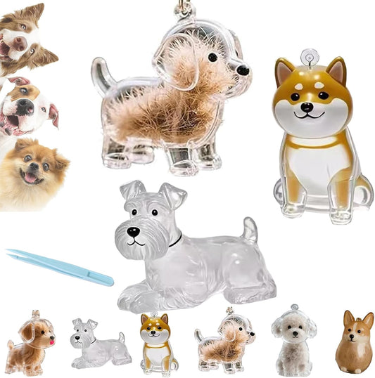 3 Pcs Dog Hair Collector Keychain, 2025 New Pet Fur Keepsake, Transparent Cute Pet Hairs Keychain