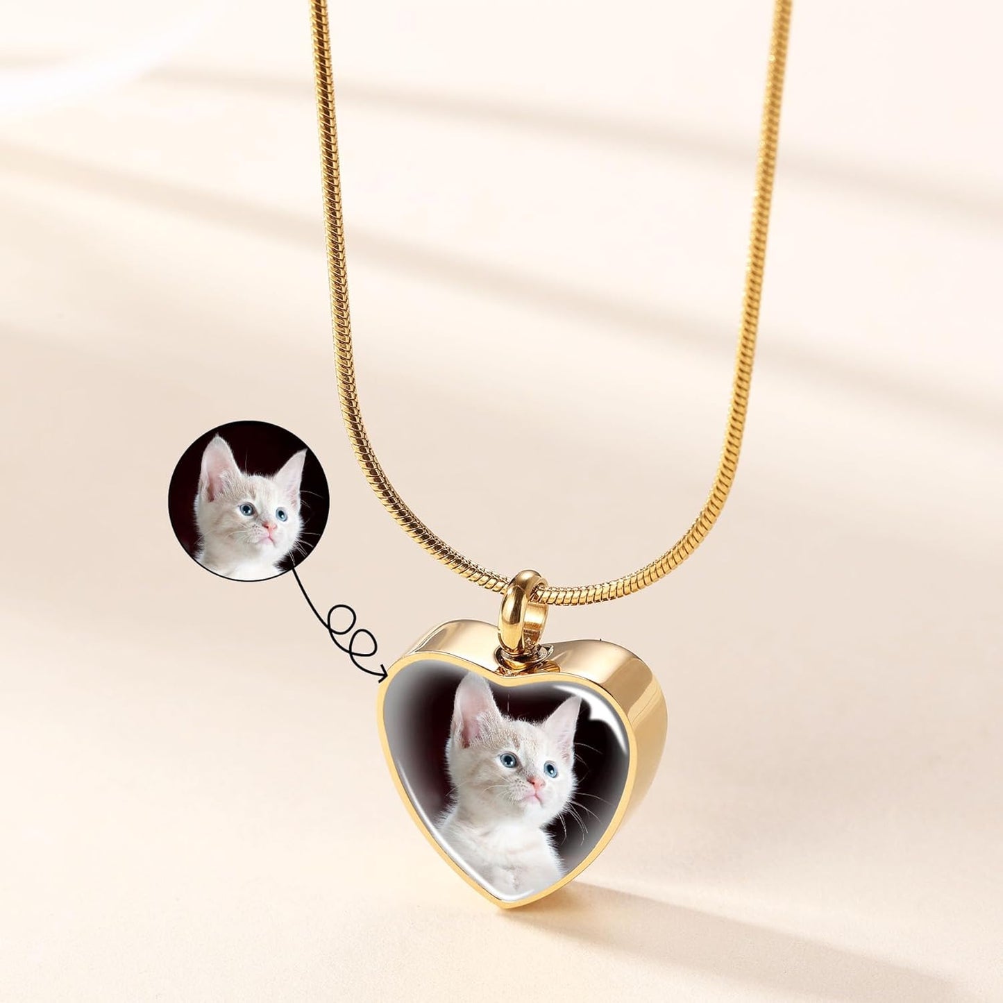 MeMeDIY Personalized Heart Paw Print Ashes Urn Pendant Necklace Custom Name/Photo/Date for Women Men Pet Lover Stainless Steel Memorial Dog Cat Pet Keepsake with Funnel Fill Kit Angel Wing