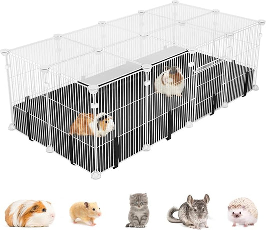 Small Animal Playpen with Waterproof Mat,Guinea Pig Cages,48"*26"*15.7"C&C Cage for Hamster,Rabbit,Bunny,Hedgehog,Chinchilla,Ferret,Indoor Outdoor Portable Metal Wire Yard Fence,Metal Pet Panels-20p