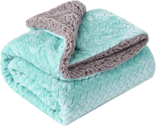 Fuzzy Blanket or Fluffy Blanket for Baby Girl or boy, Soft Warm Cozy Coral Fleece Toddler, Infant or Newborn Receiving Blanket for Crib, Stroller, Travel, Outdoor (32" x 40", MD-Aqua Green)