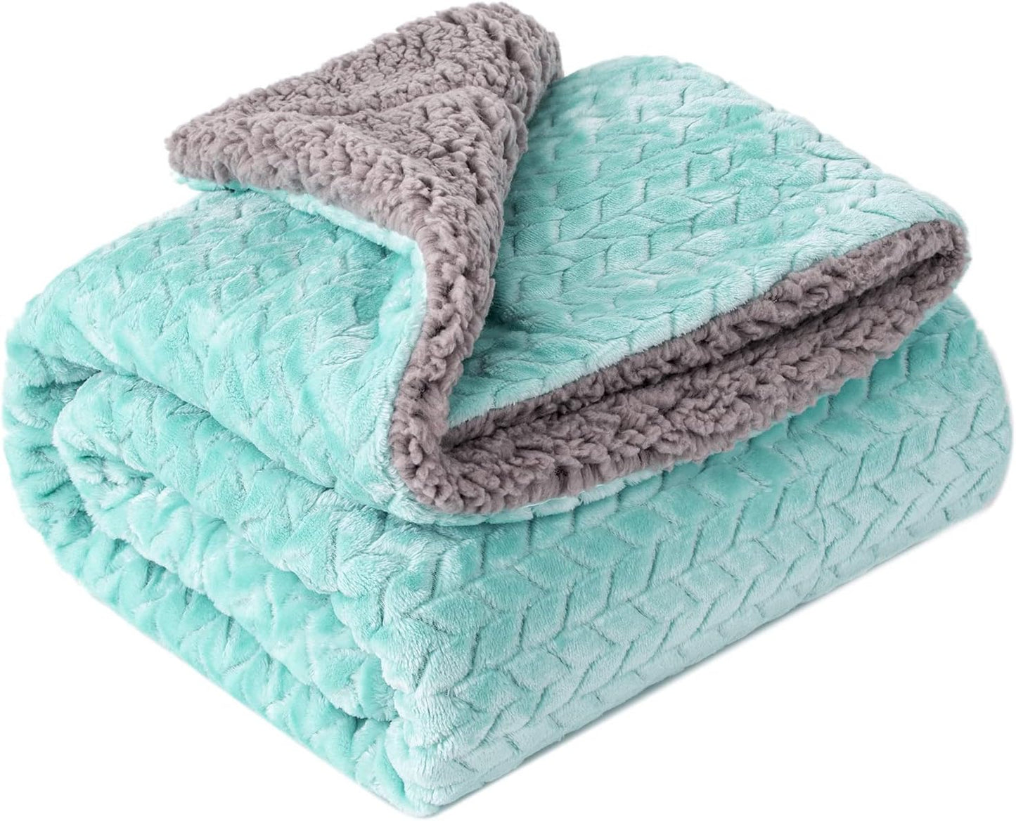 Fuzzy Blanket or Fluffy Blanket for Baby Girl or boy, Soft Warm Cozy Coral Fleece Toddler, Infant or Newborn Receiving Blanket for Crib, Stroller, Travel, Outdoor (24" x 32", MD-Aqua Green)