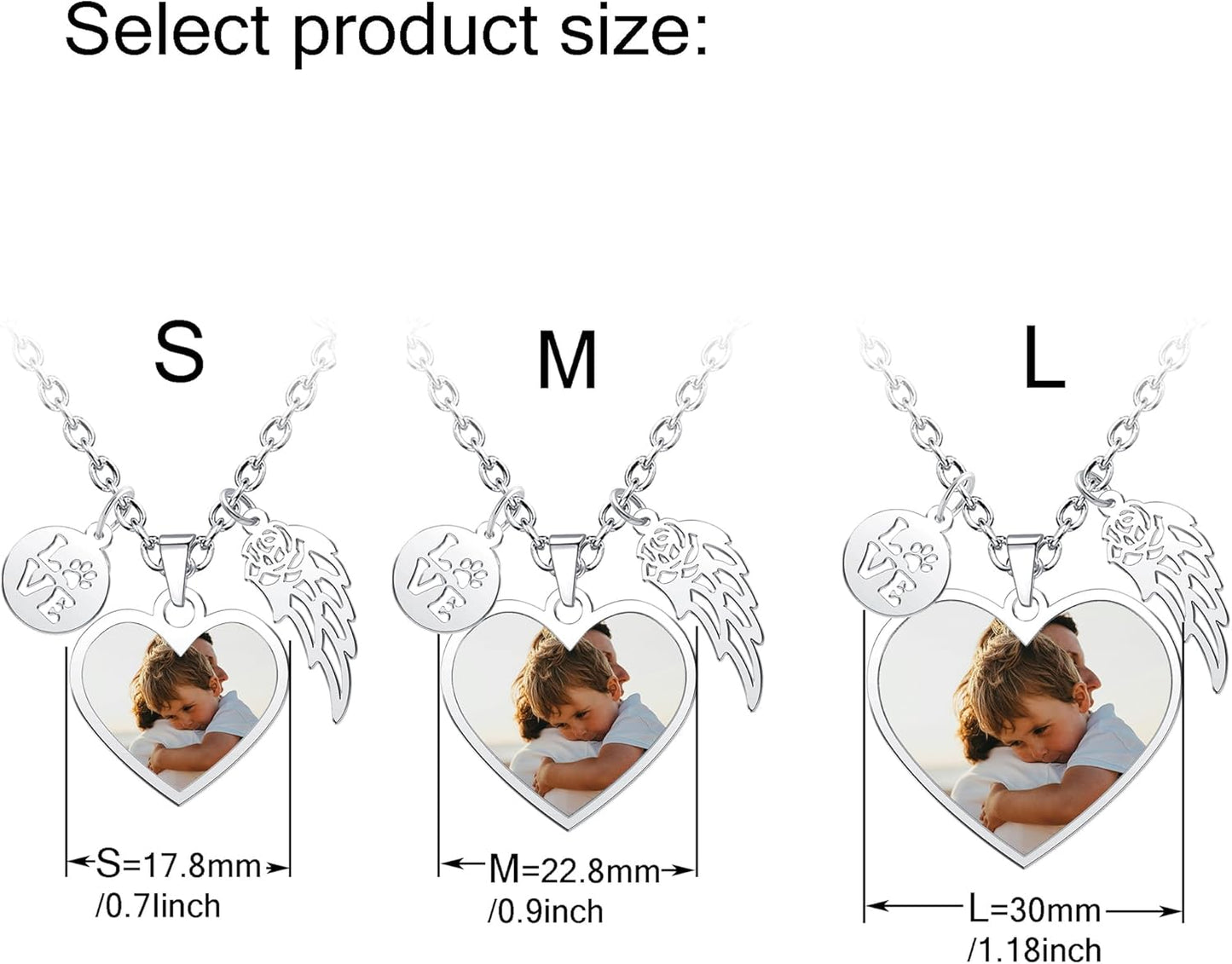 CharmSStory Personalized Photo Necklaces Custom Engraved Name Necklace Memory Keepsake Picture Necklace Pendant Customized Gifts for Women Men