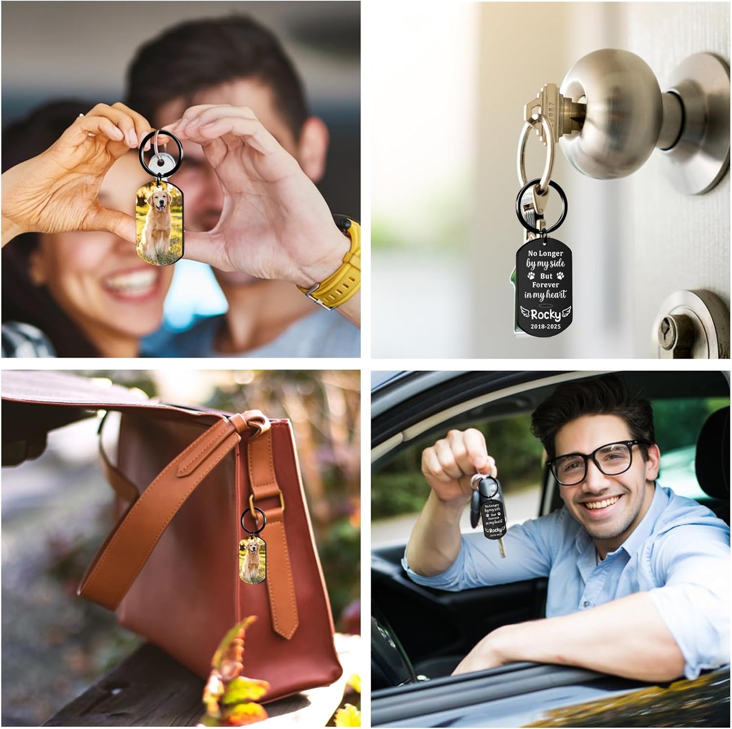 Pet Memorial Gifts for Dogs Cats Custom Keychain with Picture Name Personalized Bereavement Gift for Loss of Pet Sympathy Gifts Dog Passed Away Gift Grieving Remembrance Memorial Keychain Keepsake