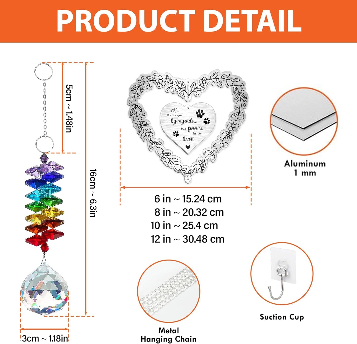 Personalized Dog Memorial Aluminum Suncatcher Ornament – No Longer by My Side But Forever in My Heart – Custom Pet Portrait Remembrance Gift for Dog Loss, Pet Memorial Decor