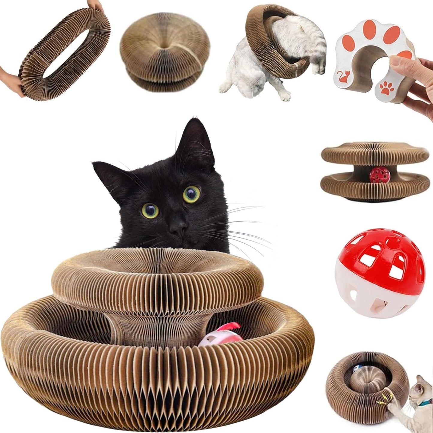 Kitty Curlz, Kitty Curlz Cat Toy, Magic Organ Cat Scratching Board, Snufflepaw Accordion for Cats, Interactive Scratch Pad, Recyclable Cat Scratcher.