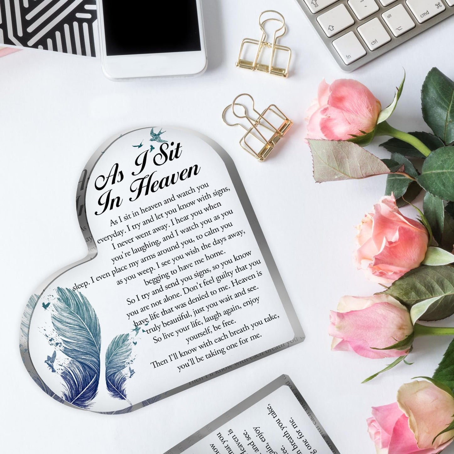 Sympathy Gift, Loss of Loved One Loss of Family Member Condolence Gifts, Memorial Gift, Bereavement Gift Acrylic Heart, Condolences Gift Sympathy Table Decorations Loss of Loved One of for Remembrance