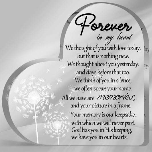 Sympathy Bereavement Gift for Women Men Acrylic Keepsake with Condolence Quotes Memorial Sign Paperweight Desk Decor for Home Remembrance Gift for Loss of Mom Dad