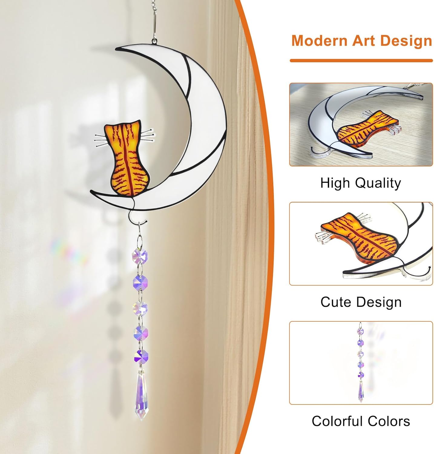 Cat Memorial Suncatcher for Window, Personalized Pet Loss Gift for Cat Lovers, Sympathy Memorial Ornament to Honor Departed Cats, Modern Sun Catcher Decor for Remembrance‌ Pet Owners