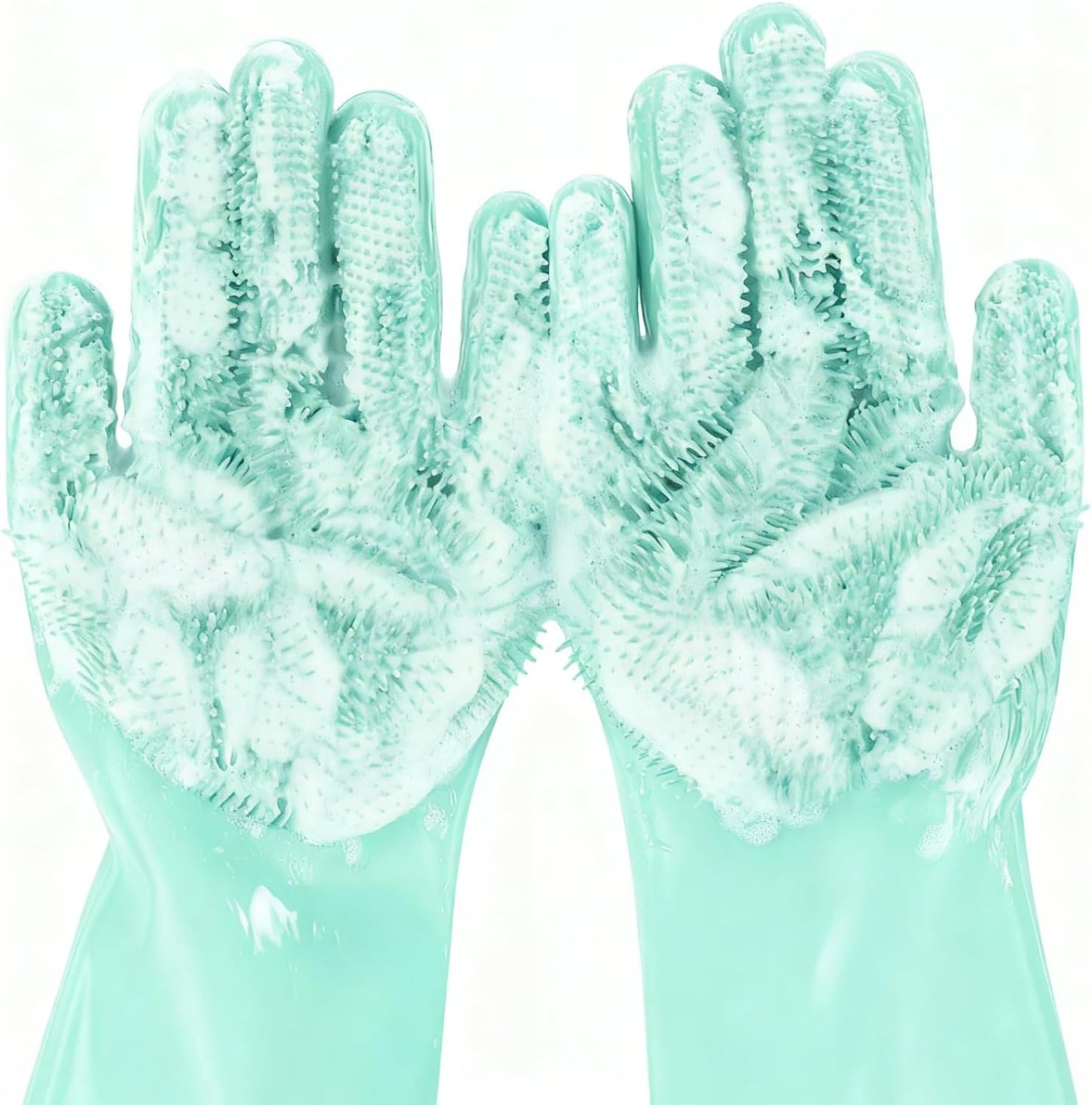 Pecute Large Pet Grooming Gloves with Heat-Resistant, High-Density Silicone Teeth for Washing, Massaging, and Enhanced Five Finger Design