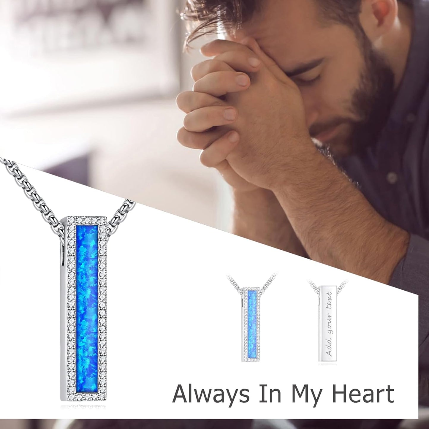 Urn Necklaces for Ashes Sterling Silver 3D Vertical Bar Memorial Pendant for Loved Ones Keepsake Cremation Jewelry Gifts for Women Men