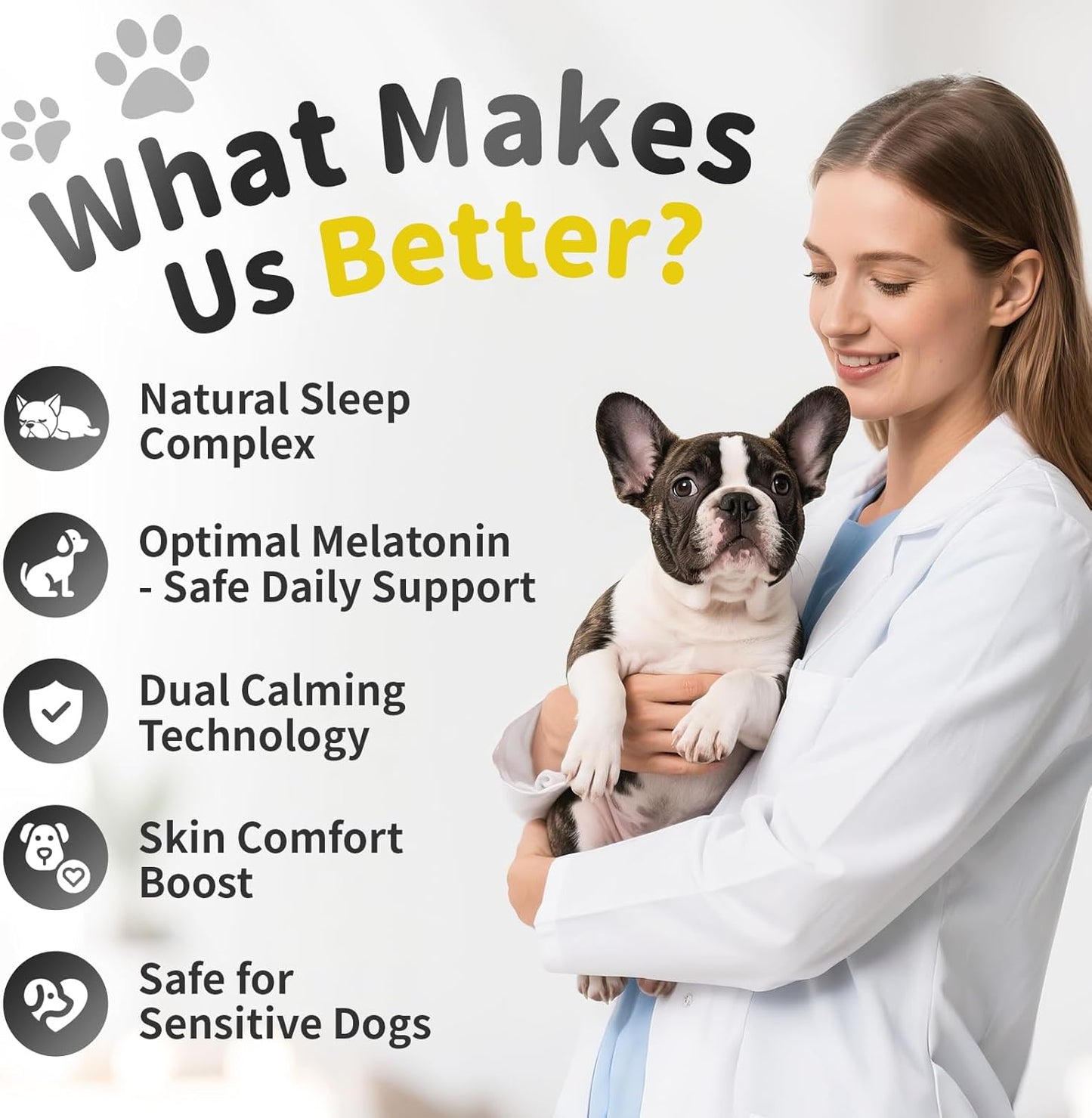 Melatonin for Dogs, Calming Chews with Valerian Root & L-Theanine for Sleep Aid & Emotional Support, Calming Treats for Stress Anxiety Relief, Thunder, Fireworks, Barking, Chicken Flavor, 90Ct