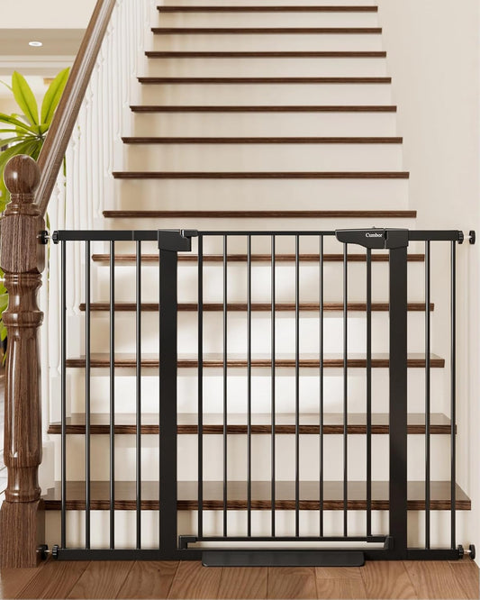 Cumbor 36" Extra Tall Baby Gate for Stairs, 29.7-48" Wide Dog Gate for Doorways, Pressure Mounted Auto-Close Pets Gates for Dogs Indoor, Durable Safety Child Gate, Mom's Choice Awards Winner, Black