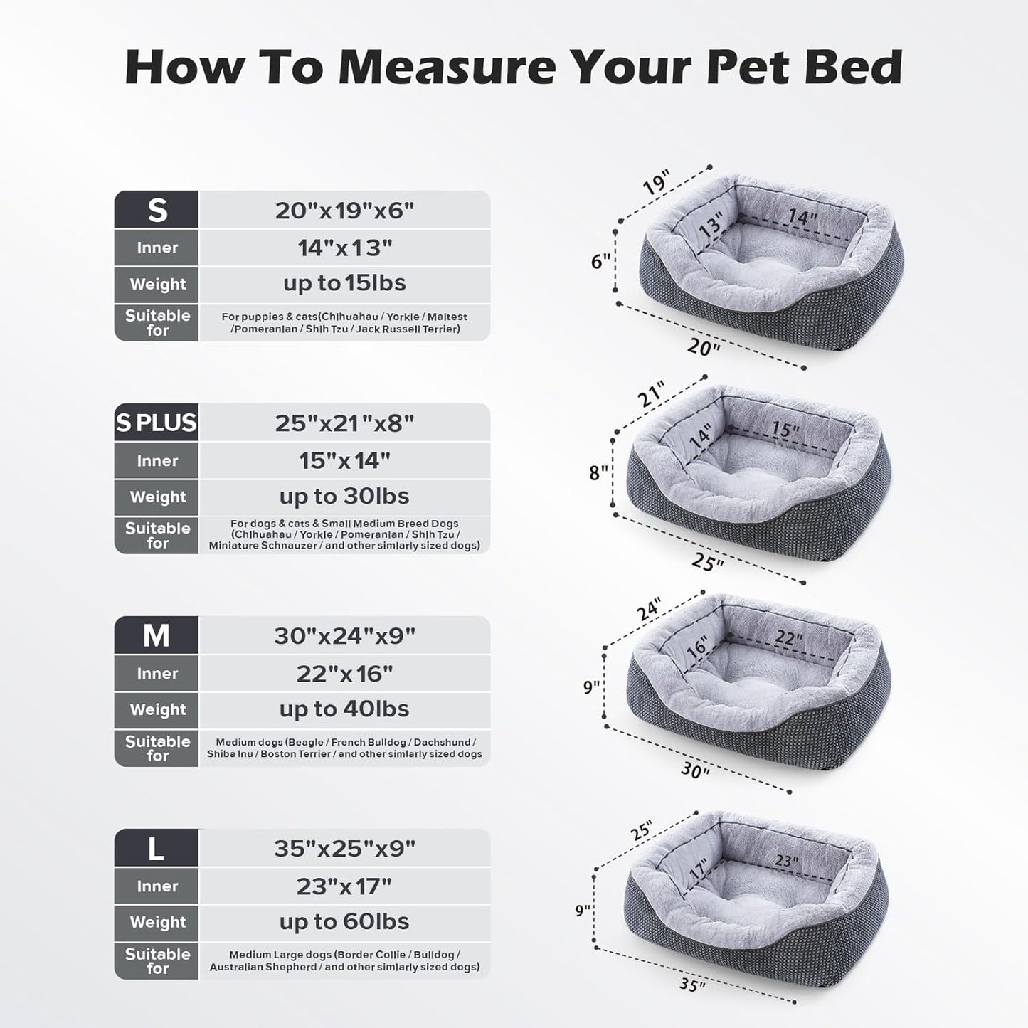 INVENHO Small Dog Bed Washable Orthopedic Calming Warming Durable Pet Bed with Anti-Slip Bottom