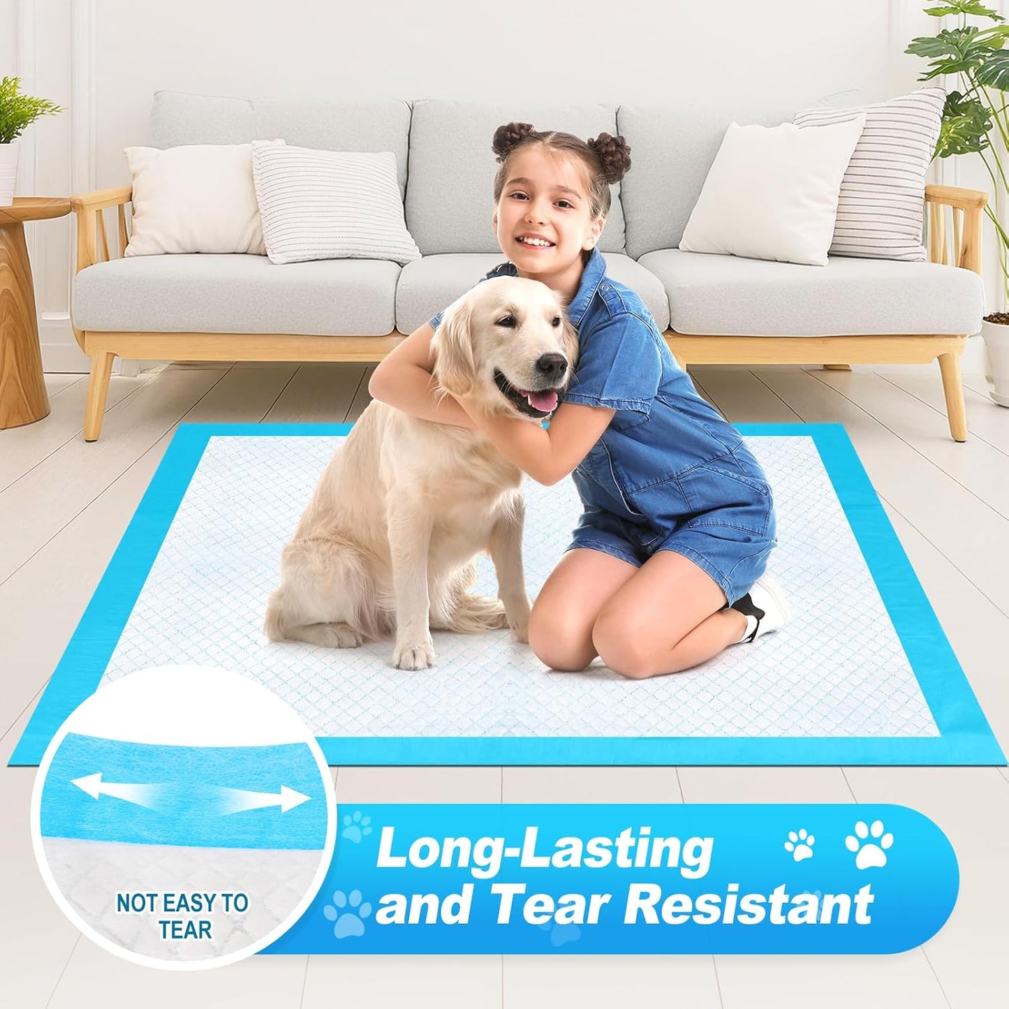 Pee Pads for Dogs & Cats 40"x40" 100 Count, Puppy Pads Extra Large, Disposable Thicken Pet Training Pads for Doggie Rabbits, Incontinence Underpads Ultra Absorbent & Quick-Dry, Leakproof Potty Pad