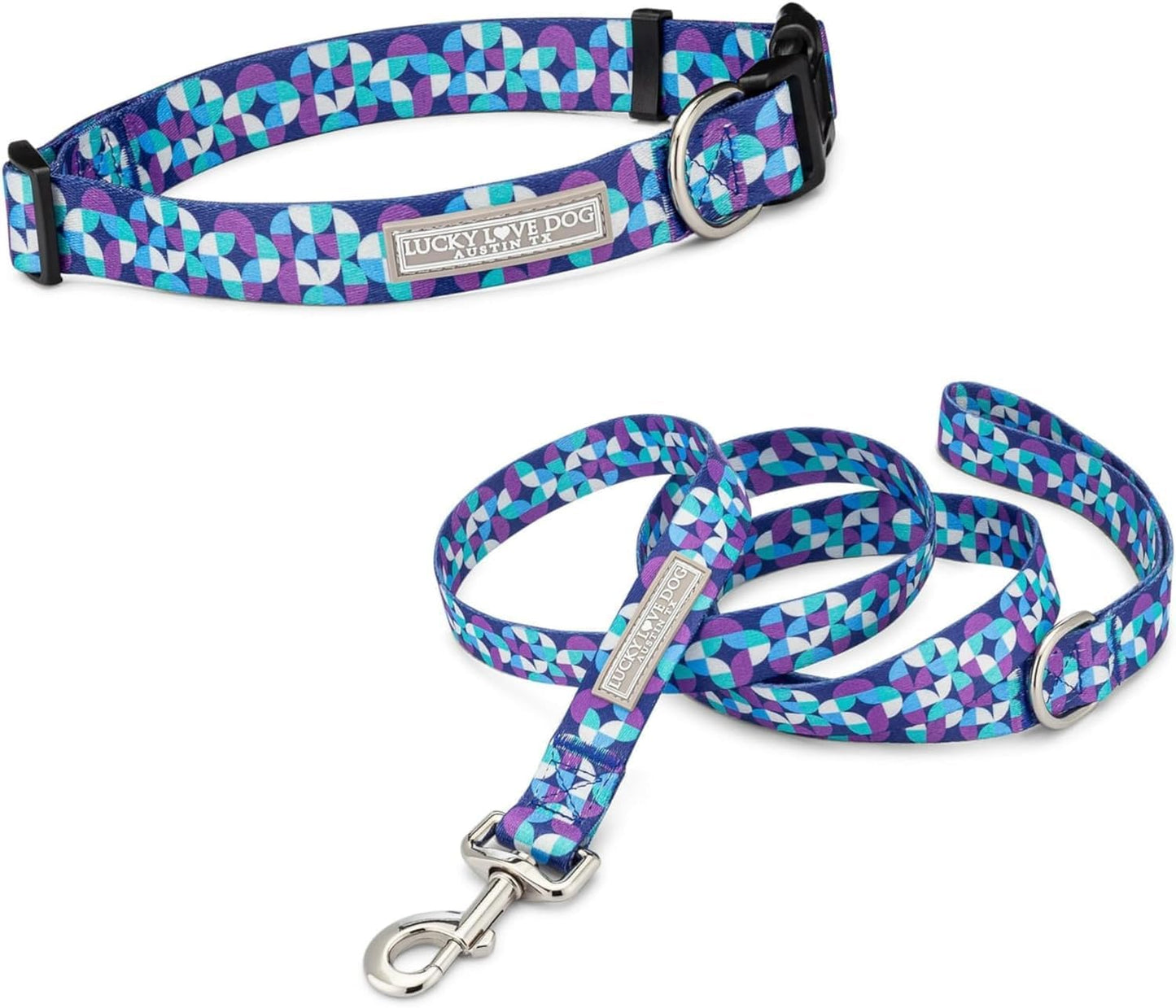 Lucky Love Dog - Adjustable Dog Collar and Leash Set with Easy Click Buckle for Small to Large Dogs, Durable, & Comfortable Collar for Male & Female Dogs, Puppies & Adult Ones - Jasper Combo, XS