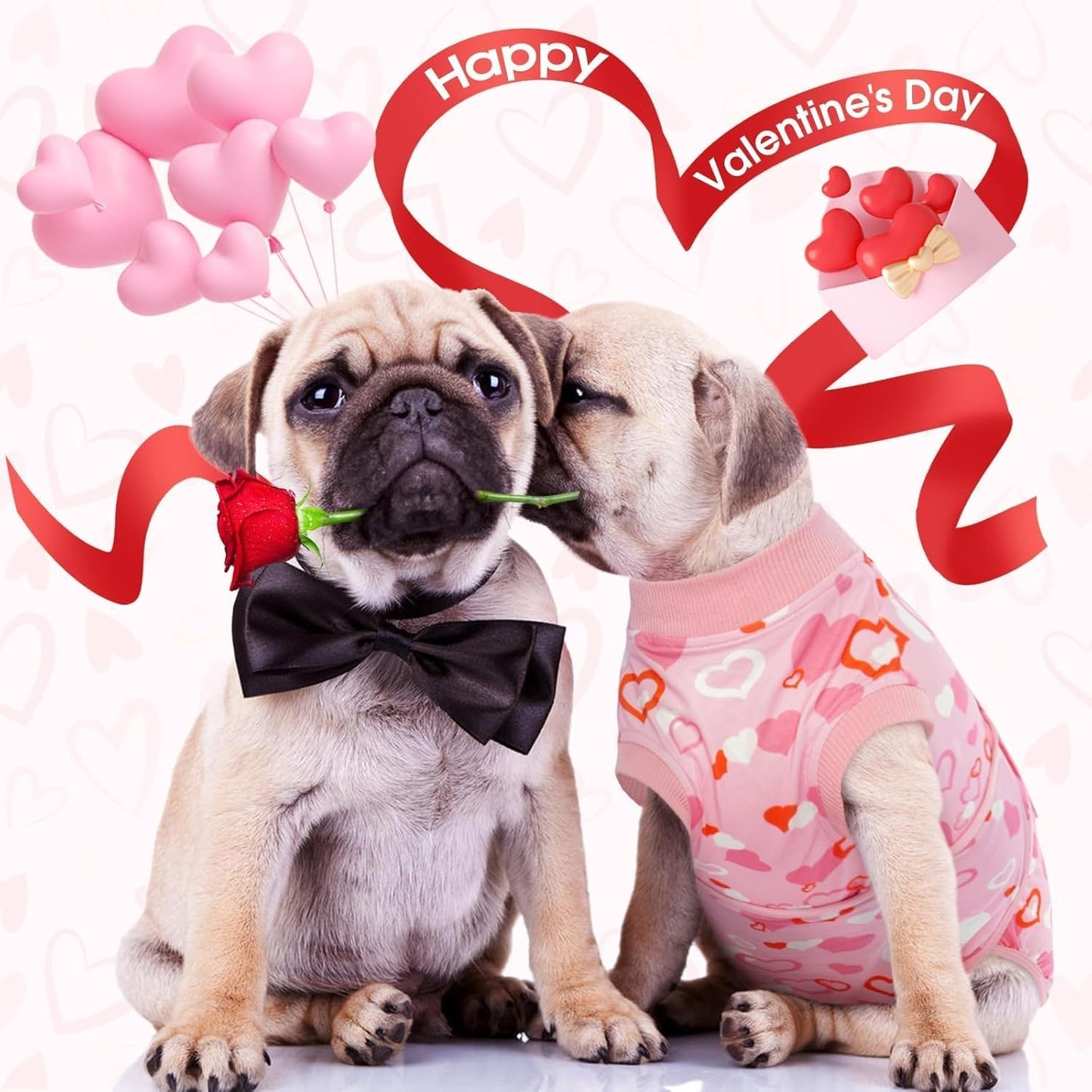 Kuoser Dog Surgery Recovery Suit, Valentine's Day Doggie Surgical Shirt for Female Male Dogs, Pet Onesies for Small Medium LargeDogs