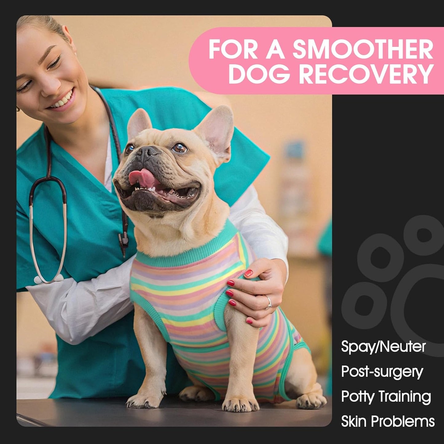 FUAMEY Recovery Suit for Dogs After Surgery,Soft Breathable Dog Bodysuit E-Collar & Cone Alternative Surgical Suit,Male Female Dog Neuter Spay Suits Anti Licking Wounds Onesie Mint Green Stripes M