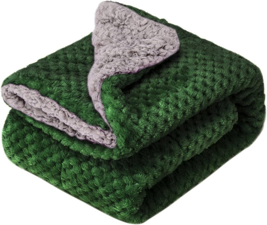 Fuzzy Blanket or Fluffy Blanket for Baby Girl or boy, Soft Warm Cozy Coral Fleece Toddler, Infant or Newborn Receiving Blanket for Crib, Stroller, Travel, Outdoor (32" x 40", DG-Black Green)