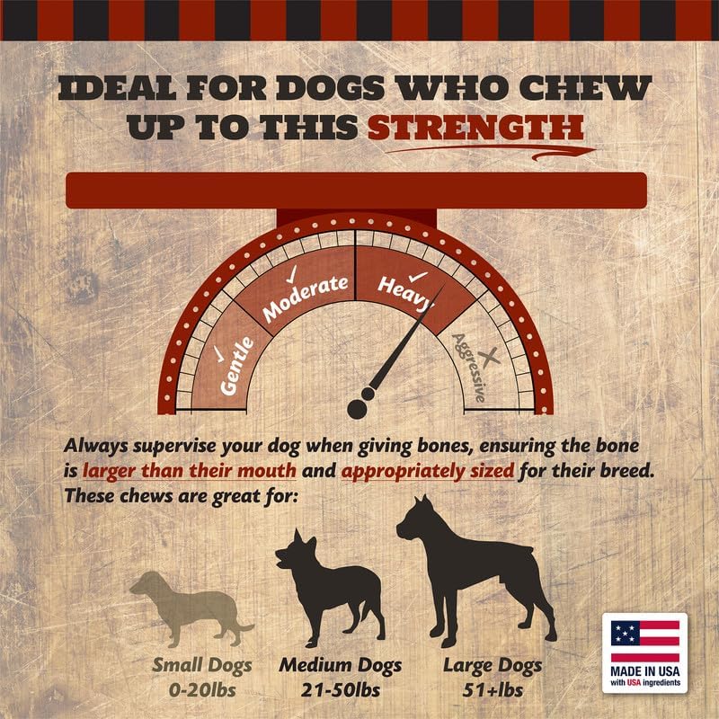 7" Beef Marrow Dog Bones for Aggressive Chewers, Large Breed Dog Treat, Natural, Tough, Chew Toy, Made in The USA, 3 Count