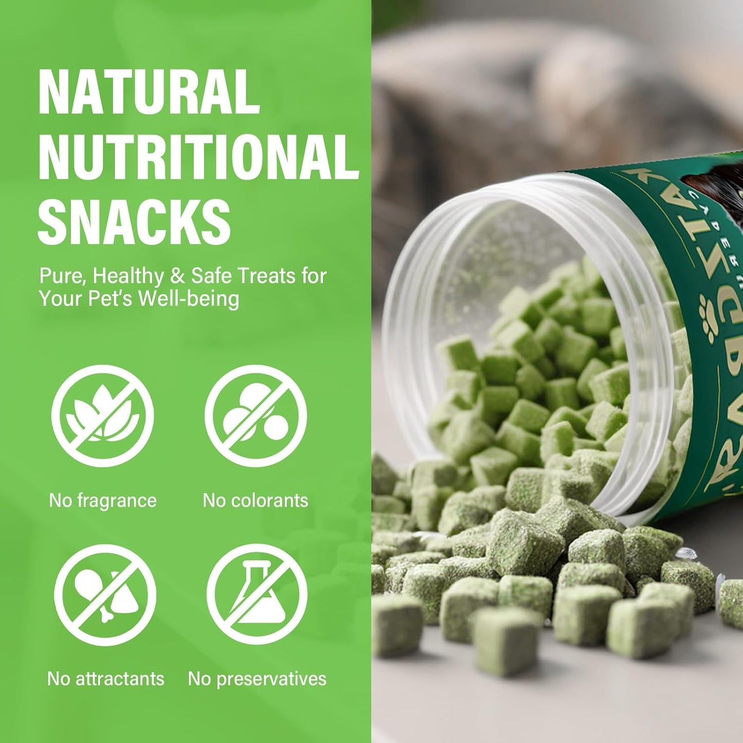 Natural Cat Grass Treats for Indoor Cats | Salmon & Catnip Dental Snacks | Hairball Control & Teeth Cleaning | Freeze-Dried Training Rewards