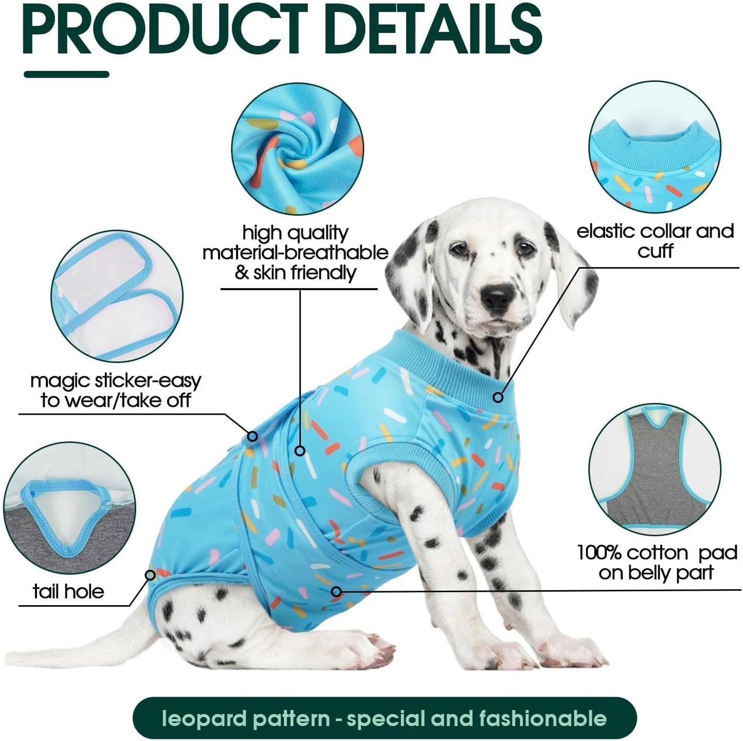 Kuoser Dog Surgery Suit, Dog Surgery Suit Male Neuter, Comfy Doggie Recovery Suit Doggie Onesie, Post-Op Onesie for Female & Male Dogs, Soft Protective Wear, BlueRibbon XXL