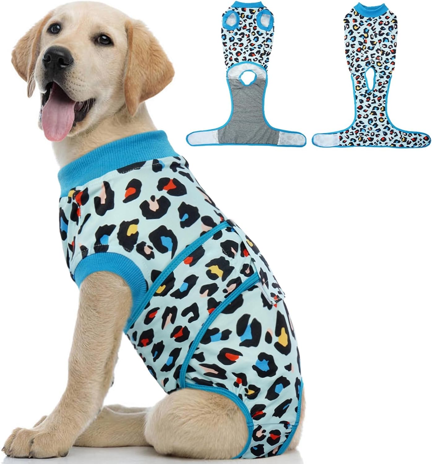 Kuoser Dog Recovery Suit for Dogs After Surgery,Professional Surgical Onesie for Female Male Dogs Spay Neuter,Soft Dog Surgery Suit Bodysuit for Abdominal Wounds Skin Disease,Blue Leopard L