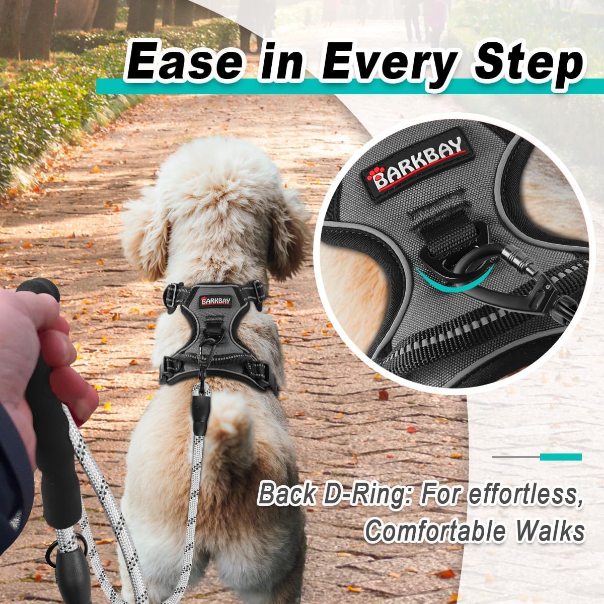 BARKBAY Dog Harness No Pull for Small Dogs - Adjustable, Reflective, Comfortable, No Choke, Heavy-Duty - Perfect for Outdoor Training, Walking, and Hiking - Strong & Durable - XS & Dark Grey