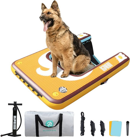 Niphean Dog Pool Ramp(Full-Coverage Non-Slip Deck),Stable Pup Plank with High Weight Capacity,Inflatable Dog Ramp for Pool,Boat,or Lake Use,Safe & Durable Design for Large Pets to Easy Water Access