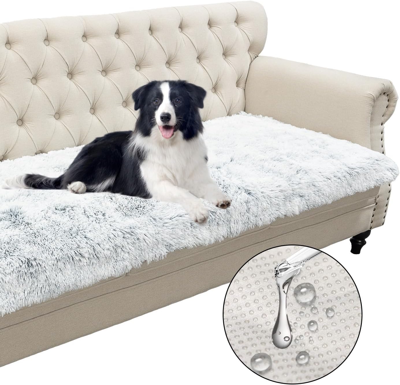 Dogs/Cats Bed Mats, Dog Pad Washable Removable Couch Cover with Anti-Slip Back, Plush Long Fur Mat, Perfect for Small, Medium and Large Dogs.(Magic Gray, 30"x80")