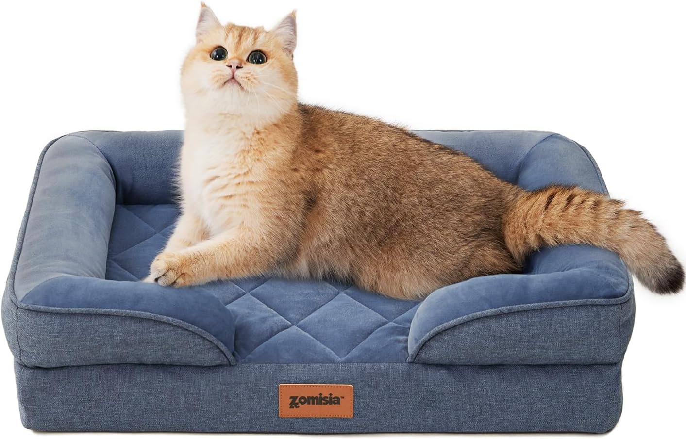 Orthopedic Dog Bed for Small Dogs, Washable Dog Beds with Bolsters, Memory Foam Pet Sofa with Removable Waterproof Cover & Nonskid Bottom, Navy Blue