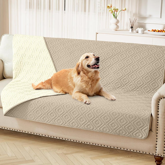 hyha Waterproof Dog Blanket, Soft Pet Bed Blankets, Waterproof Sofa Couch Cover for Dogs Washable, Reversible Pet Couch Covers for Sofa Furniture (52x82 Inch, Taupe/Beige)