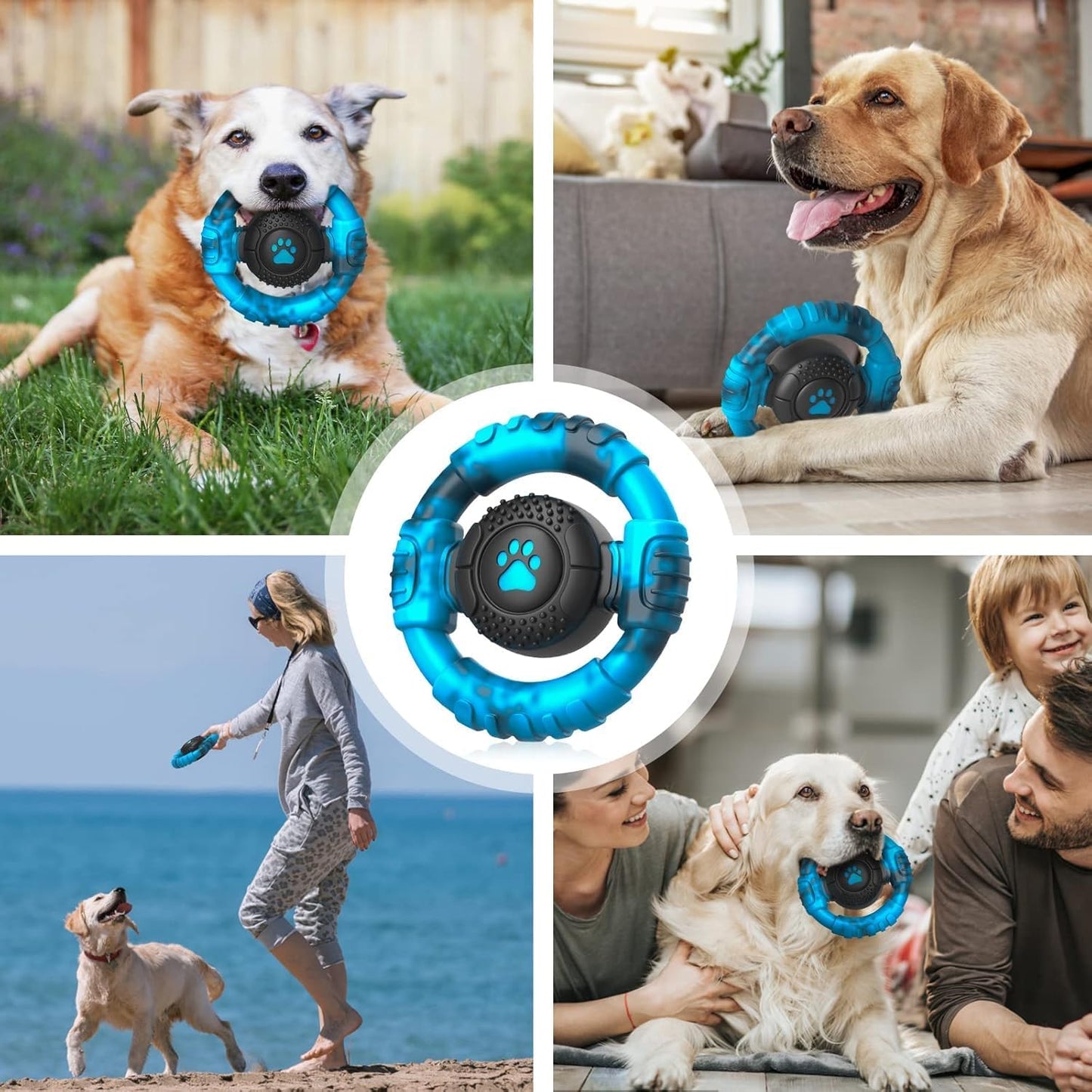 Chew Toys for Medium Large Breed, Tough Dog Toys for Aggressive Chewers, Indestructible Squeaky Dog Chew Toys to Keep Them Busy, Outdoor Puppy Toys Nylon&Rubber