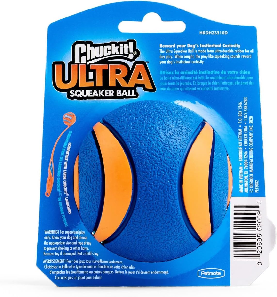 Chuckit! Ultra Squeaker Ball Dog Toy, Large (3 Inch) 1 Pack, for Large Breeds