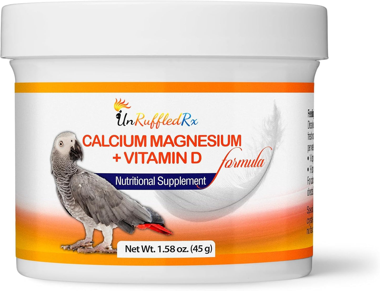 Bird Calcium Plus with Magnesium and D3, Dissolves Clear and Tasteless in Water, Supports Bone, Muscle, Feather and Egg Health, 45 Servings, Made in FDA-Registered USA Facility