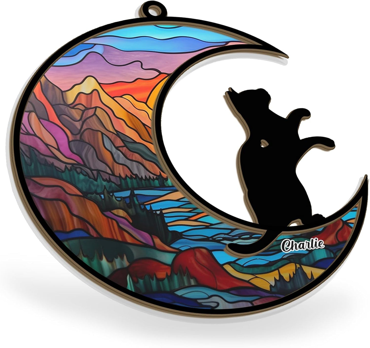 Personalized Cat Memorial Suncatcher Ornament - Custom Name Decor, Christmas Ornament, Pet Remembrance Keepsake, in Loving Memory Gift for Cat Lover, Loss of Pet Sympathy