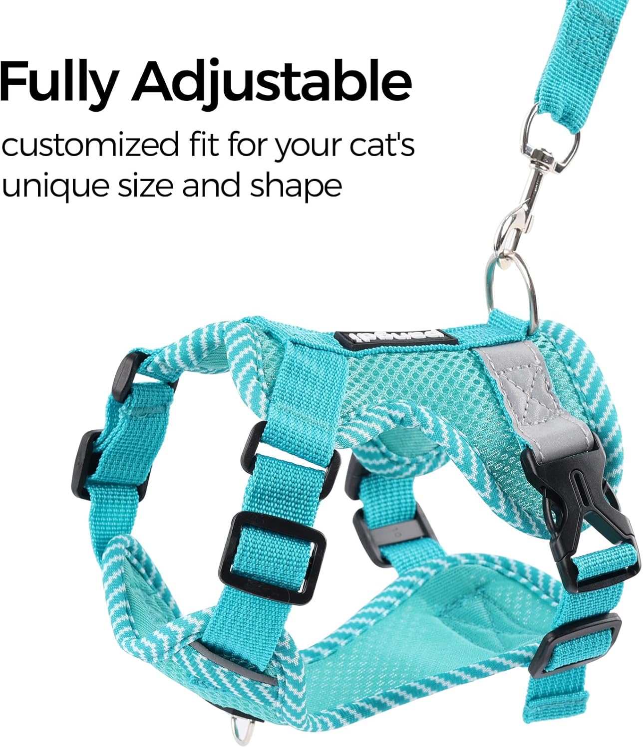 Cat Harness and Leash Escape Proof Extra Large Kitten Harness Maine Coon Cat Vest for Walking Travel, Turquoise, XL