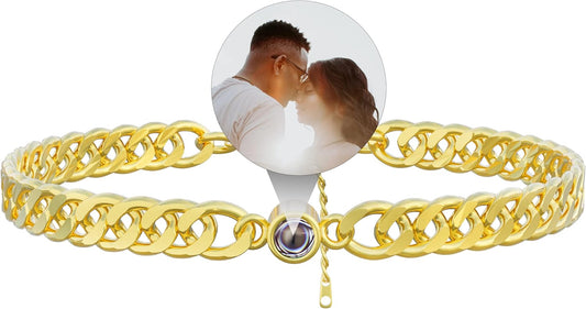 EMIRISTIC Custom Photo Bracelet - Personalized Picture Natural Stone Cuban Chain Bracelet - Any Special Day Gifts