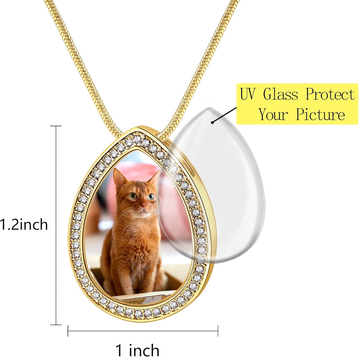 Farfume Personalized Pet Urn Necklace for Dog Cat Ashes Cremation Pet Memorial Customized Photo Text Engraving Pendant Keepsake Funeral Jewelry