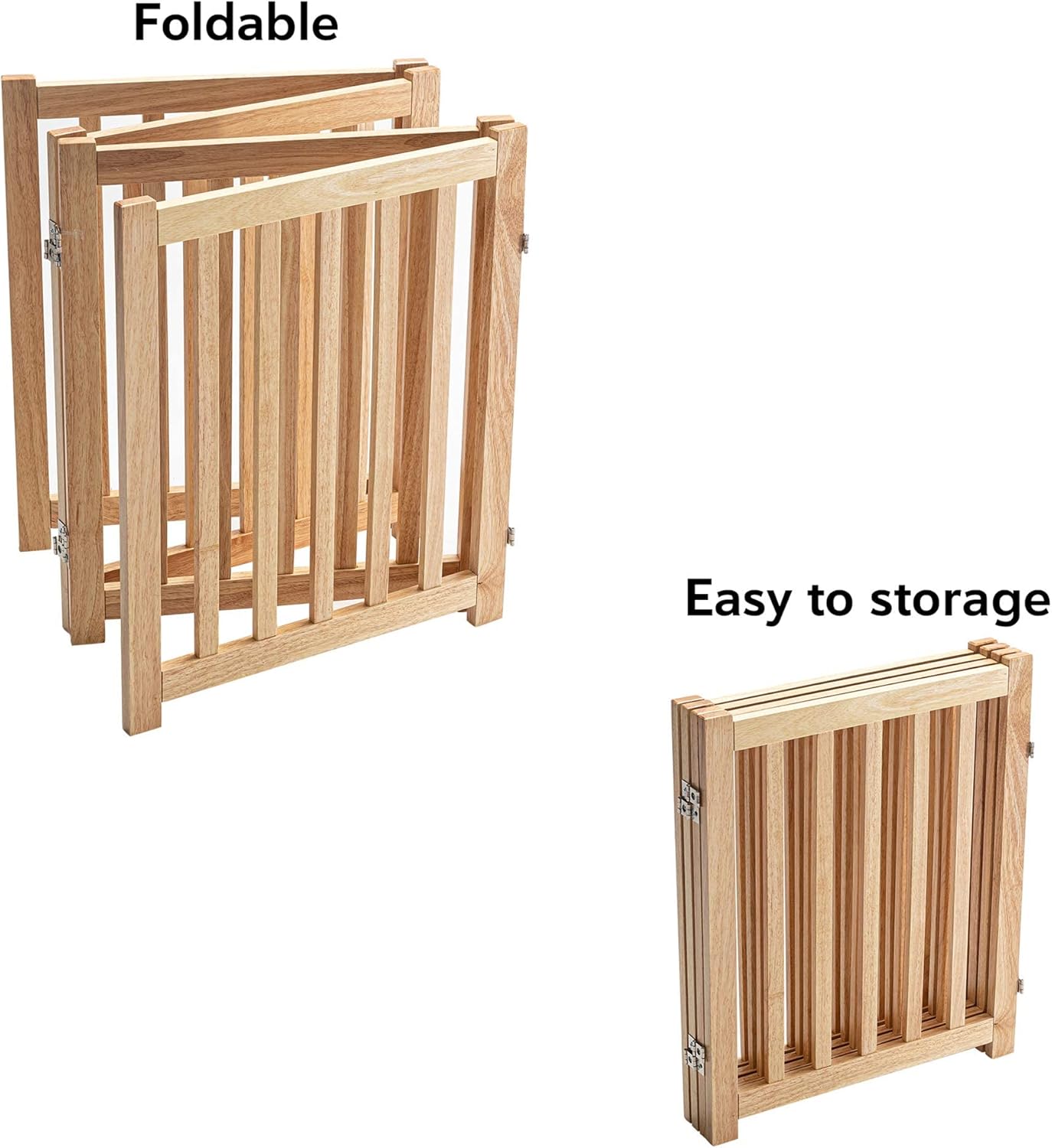 LZRS 4-Panel Wooden Free Standing Foldable Dog Gate Indoor – 24" High, Extra Wide Step-Over Safety Pet Gate for Doorways, Stairs, Hallways, Large Spaces & Playpen for Puppies Indoor Use, Natural