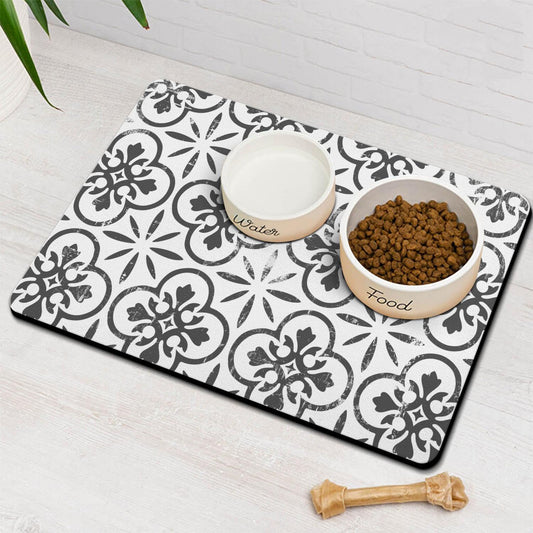 Dog Food Mats for Floors Absorbent, Pet Cat Food Mat - Quick Dry Dog Bowl Mats for Food and Water, Eco-Friendly Boho Pet Supplies