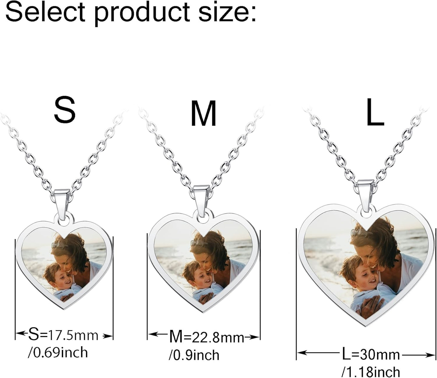CharmSStory Personalized Photo Necklaces Custom Engraved Name Necklace Memory Keepsake Picture Necklace Pendant Customized Gifts for Women Men