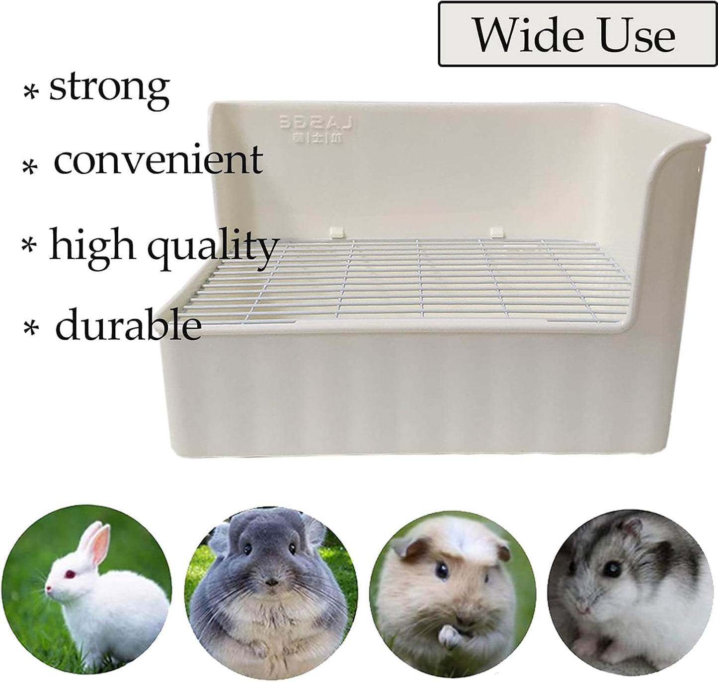 Tfwadmx Rabbit Litter Box Toilet Bunny Corner Litter Pan Pet Toilet Potty Trainer with Scoop Rabbit Chew Toys for Guinea Pigs Galesaur Chinchilla Ferret Small Animal (White)
