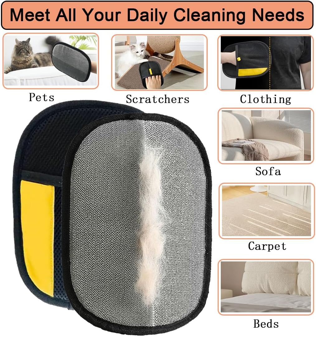 MERRYGOLD 2PCS Pet Hair Removal Glove for Cats and Dogs, Electrostatic Pet Hair Remover Grooming Glove, Reusable Cat Dog Hair Remover Glove Brush for Bed, Clothes, Couch, Carpet, Car Seat