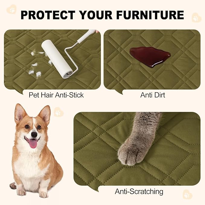 Smiry Waterproof Dog Blanket, 30x53 Inch Soft Pet Bed Cover Reversible, Washable Sofa Couch Furniture Protector for Small Medium Large Dog Puppy Cat, Green/Navy