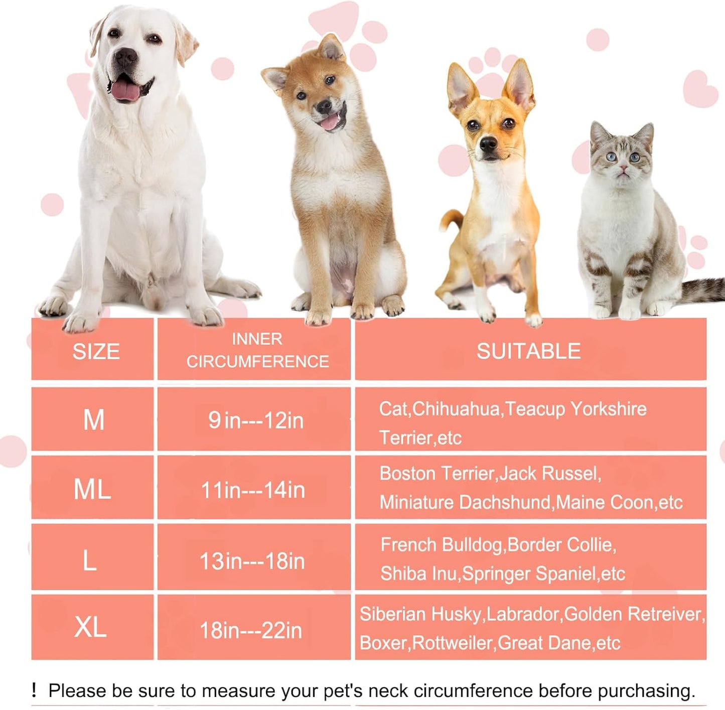 Inflatable Dog Cone Collar for Large Medium Small Dogs, Soft Dog Donut Collar Adjustable Recovery Cone for Pets After Surgery, Extra Enhanced Anti-Licking Guard Shield for Pets (Large, Orange)