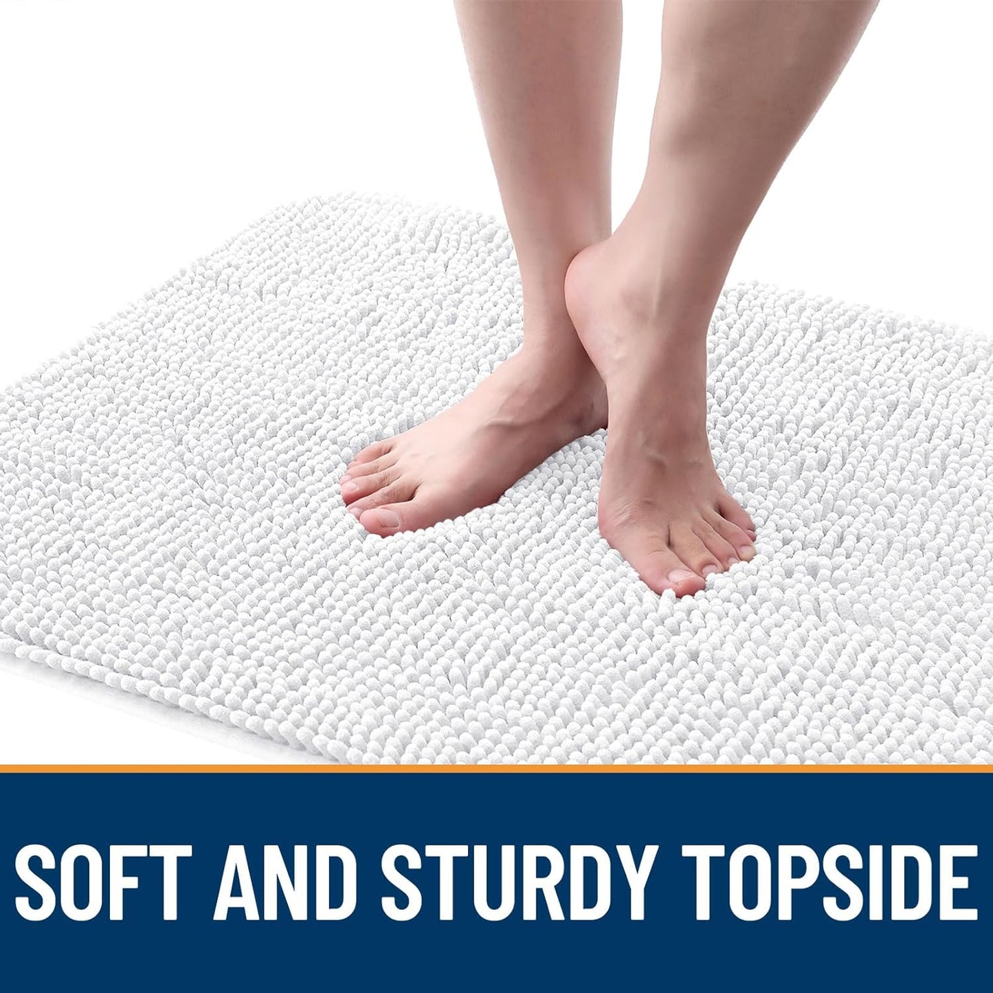 OLANLY Dog Door Mat for Muddy Paws 40x32, Absorbs Moisture and Dirt, Absorbent Non-Slip Washable Doormat, Quick Dry Chenille Mud Mat for Dogs, Entry Indoor Entryway Carpet for Inside Floor, White