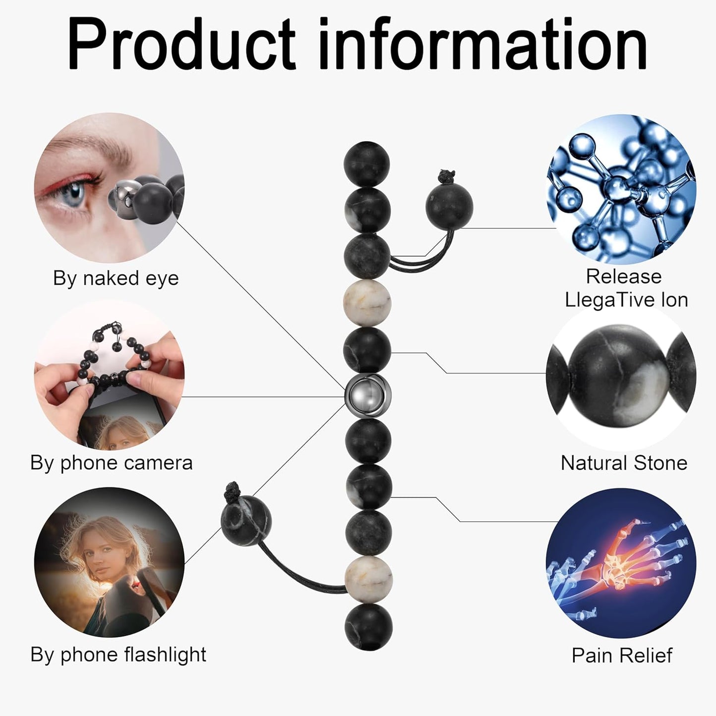 EMIRISTIC Custom Photo Bracelet - Personalized Picture Natural Stone Cuban Chain Bracelet - Any Special Day Gifts