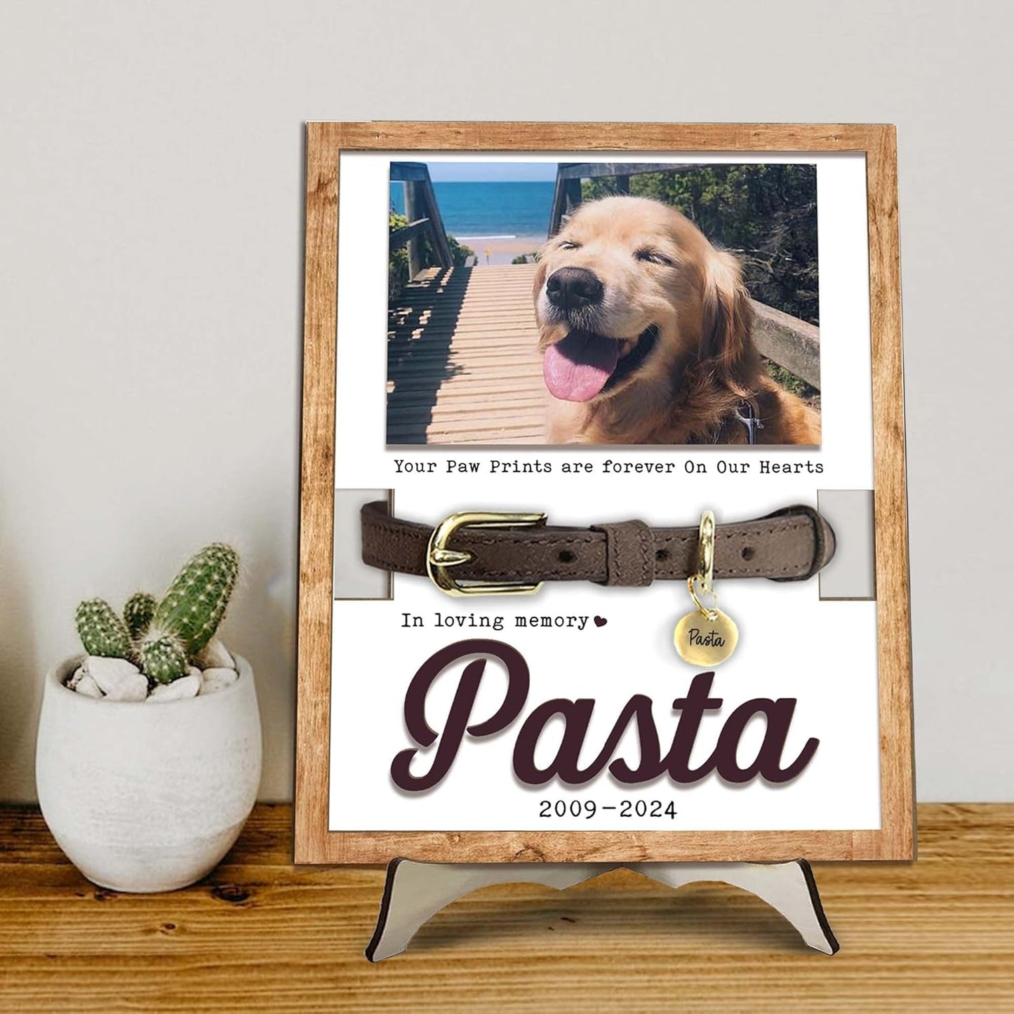 Custom Pet Memorial Frame with Collar Holder – Personalized Dog Loss Gift, Pet Photo Remembrance Sign, Sympathy Gift for Pet Lovers