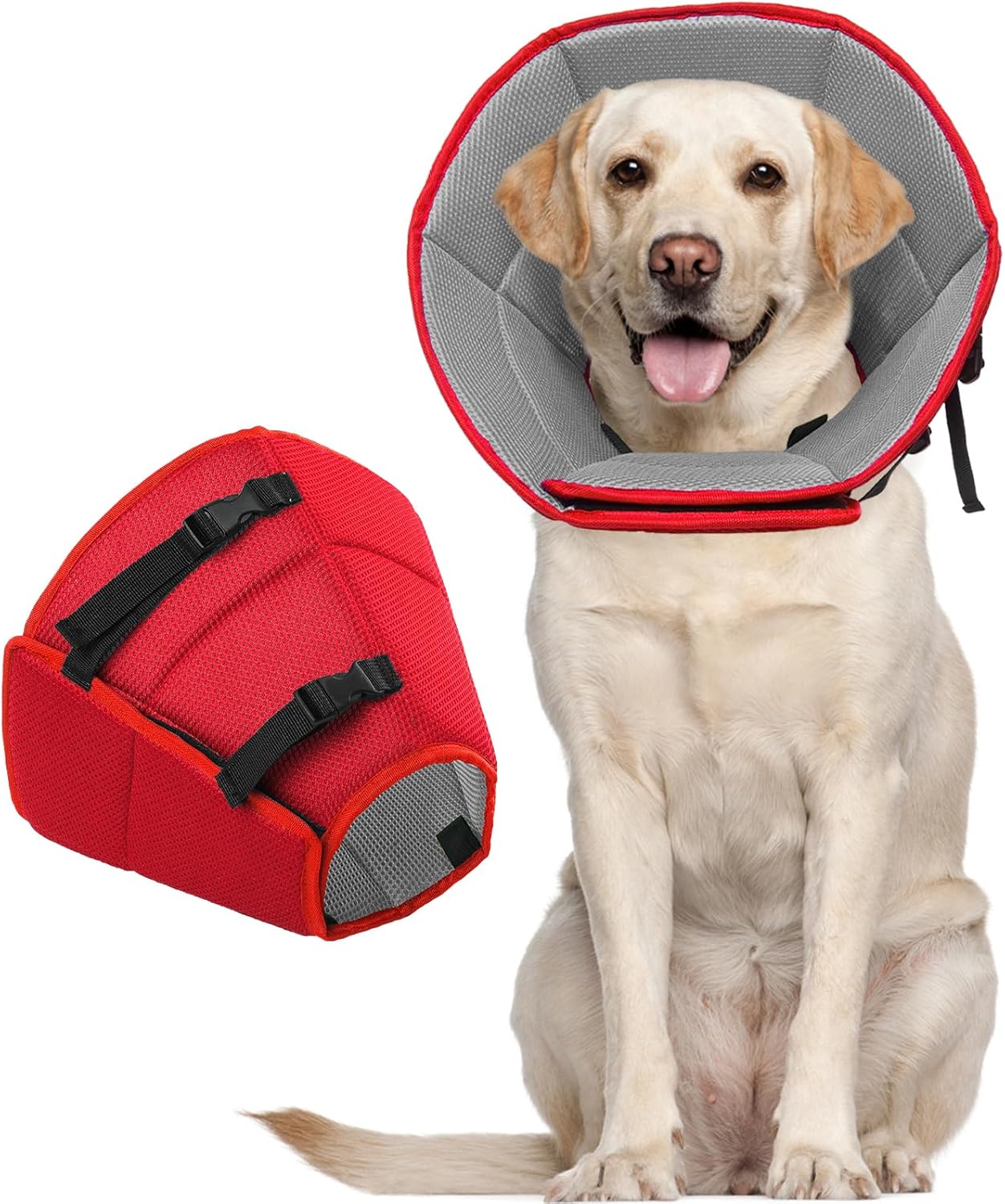 Dog Cone for Large Dogs After Surgery, Soft Dog Cone Collar for Dogs to Stop Licking, Adjustable Comfy E-Collar Alternative Lightweight Post-Surgery Recovery Elizabethan Collar for Pet