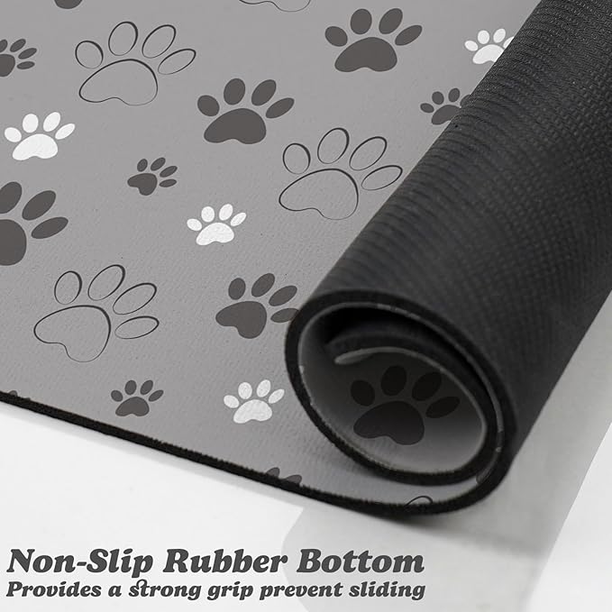 Dog Food Mat, Absorbent Water Bowl Mats Cat Pet Feeding Placemats Light Gray 16 * 24 inch